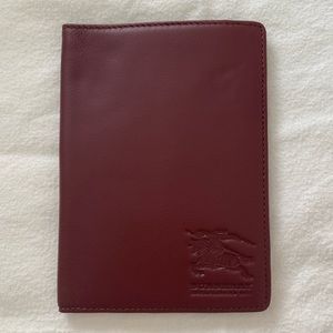 Burberry Maroon Leather Passport Holder